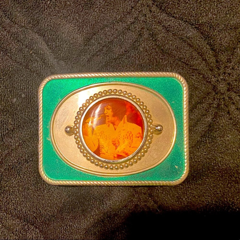 Elvis Presley belt buckle still have box for it like brand new